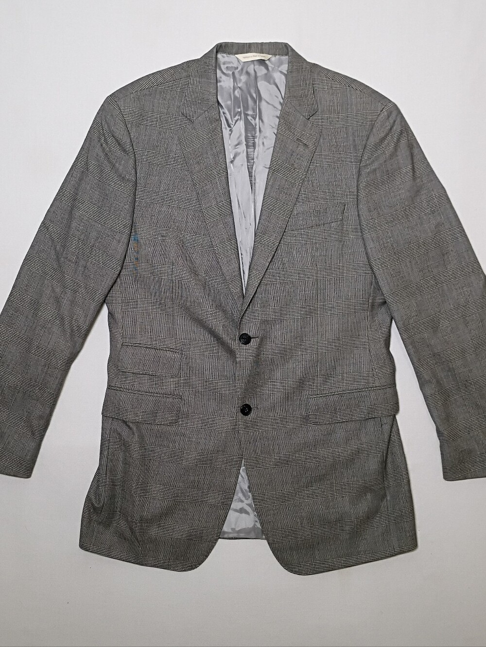 Samuelsohn Mens Gable Fit Wool Suit Jacket 44L Prince Of Wales Super 120's